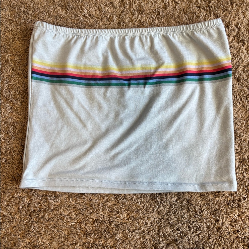 Tilly’s tube top - blue with rainbow stripe - medium